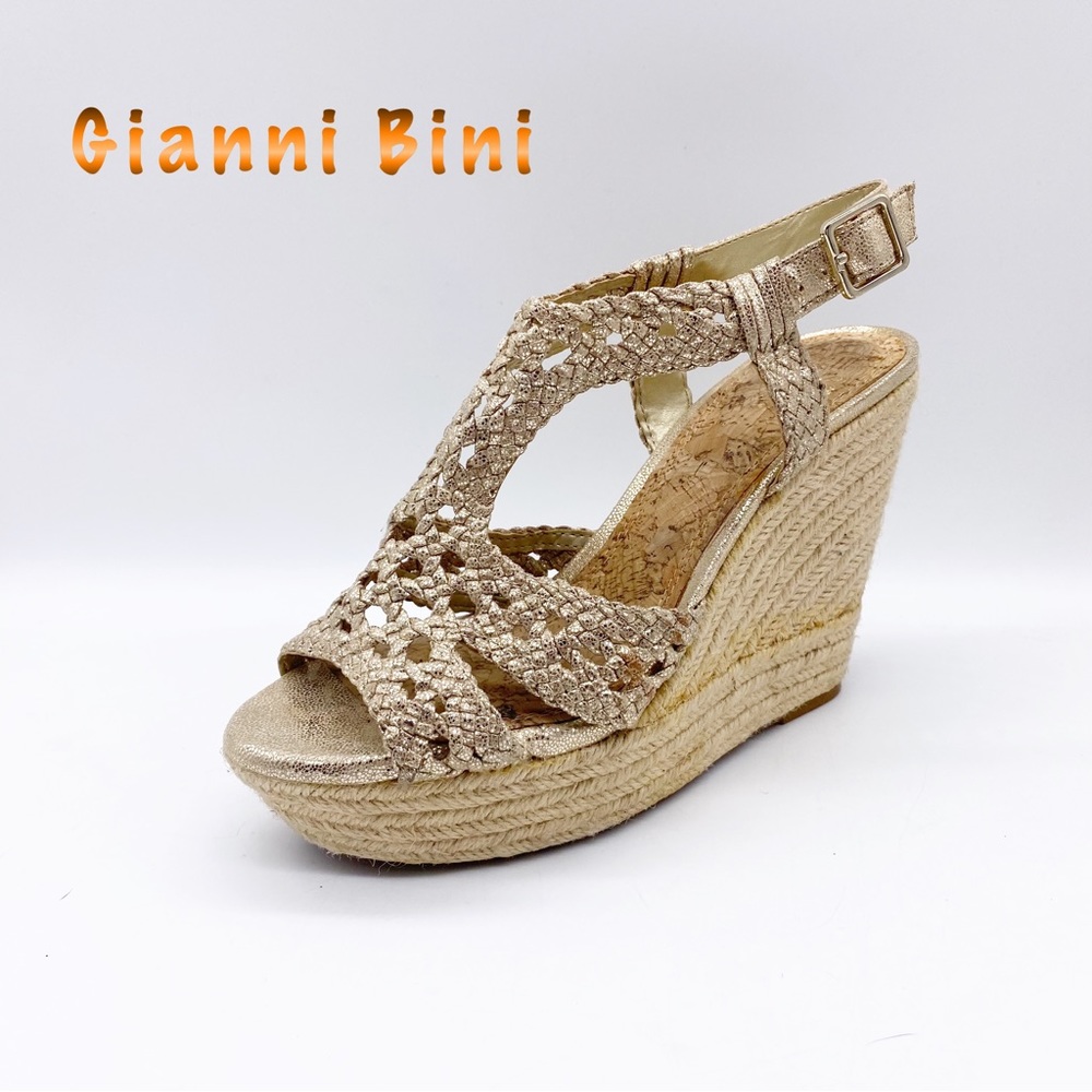 Gianni Bini Metallic Fabric Espadrille Wedge 7